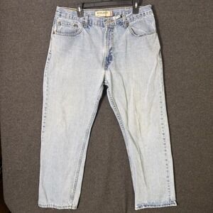 Levis 505 Jeans 38x30 actual 37x29 Regular Fit Light Wash Blue Denim Straight